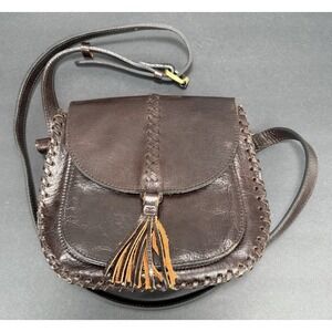 Patricia Nash Blyton Saddle‎ Bag Crossbody Chocolate Brown Leather